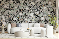 Grey aggregate surface graphic wall mural sleek sophisticated design.