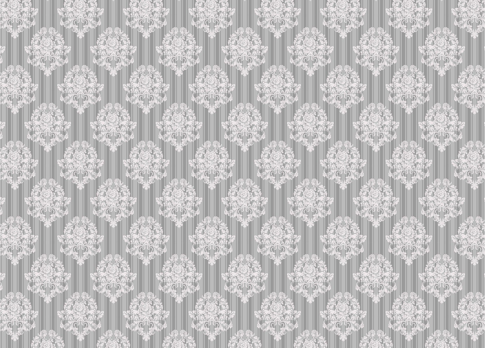Grau weißes Muster Damask Wallpaper