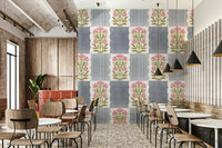 Grey and rose striped mural for modern walls

