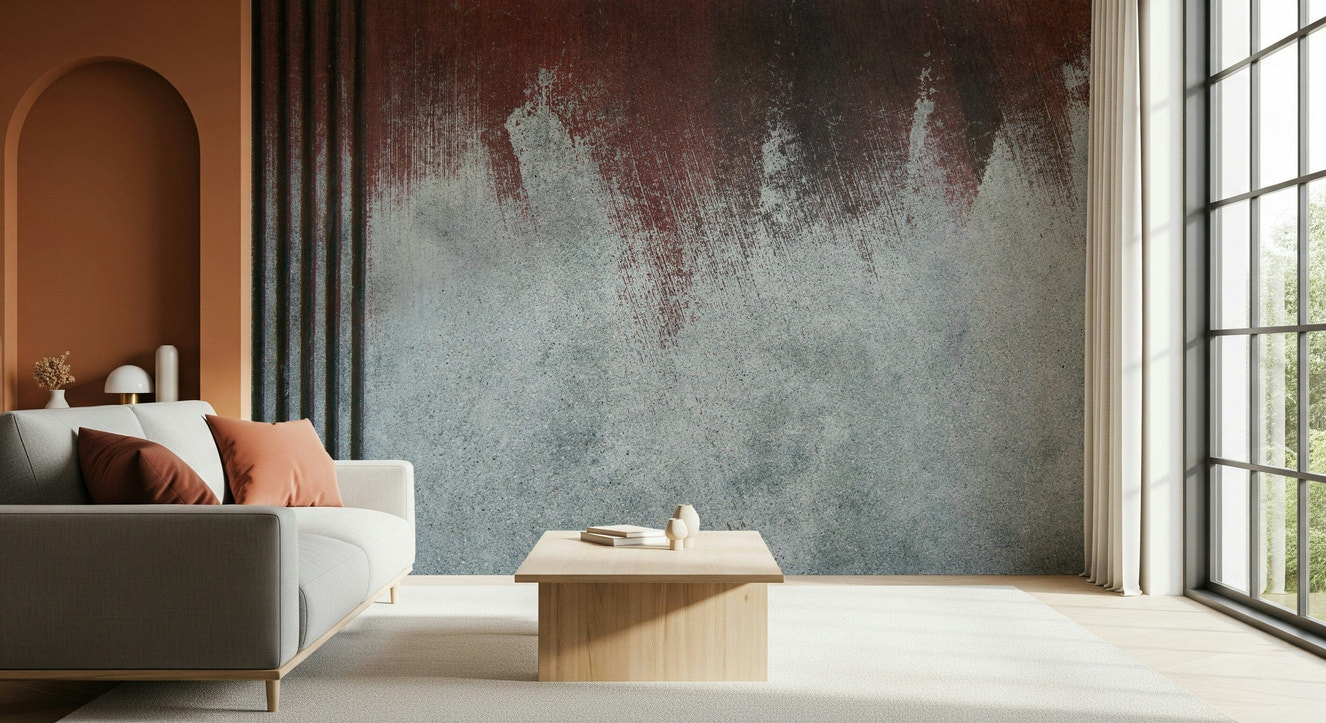 Gritty Fade Wall Mural featuring textured, weathered surfaces with subtle fading for industrial and modern interiors.