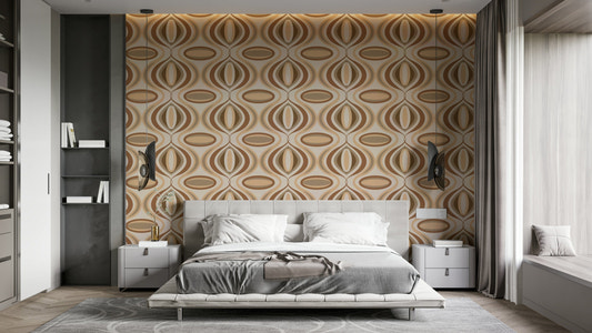 A wallpaper with a wavy, flowing pattern of wiggly lines.
