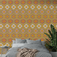 Bold, often geometric, floral shapes are prominent.
