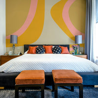 Colorful abstract mural with 70s-inspired curves

