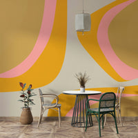 Groovy Dreams Wall Mural with retro swirl design

