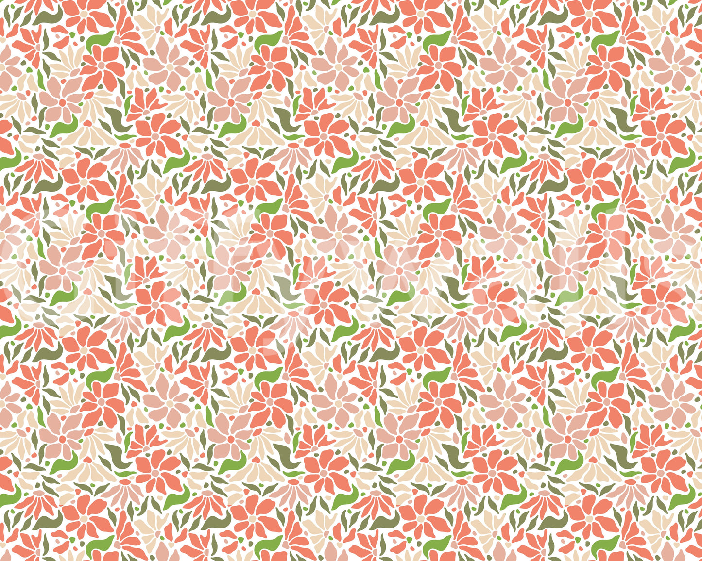 Groovy Flowers Coral Green Wallpaper‚Å†