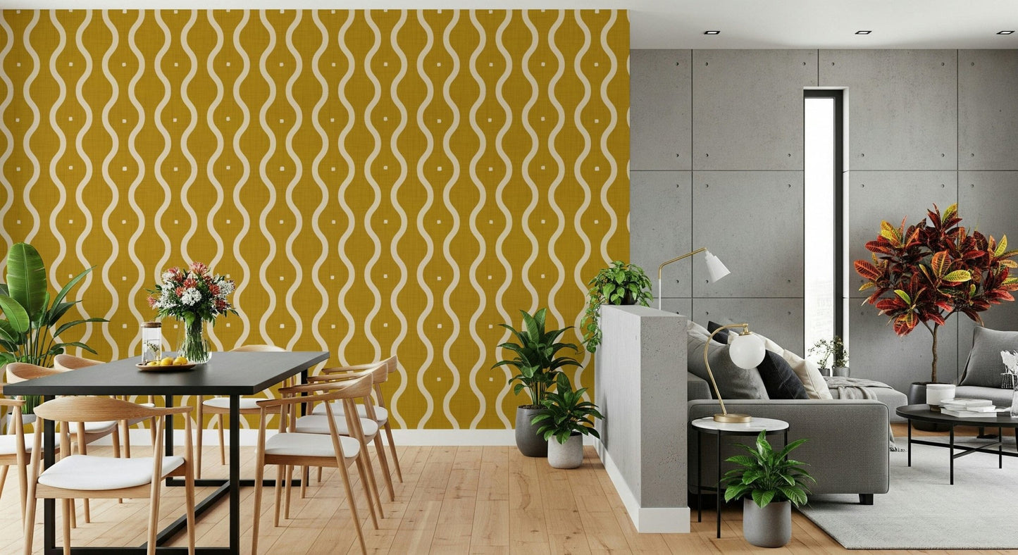 Designer wallpaper for walls, gentle movement, warm neutral tones.