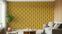 Abstract gold curvy wallpaper, cheerful appearance, sophisticated accent.