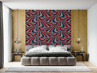 Groovy Retro Striped Marble Wall Mural – Psychedelic-inspired abstract wallpaper with marbled stripes in multiple colors.