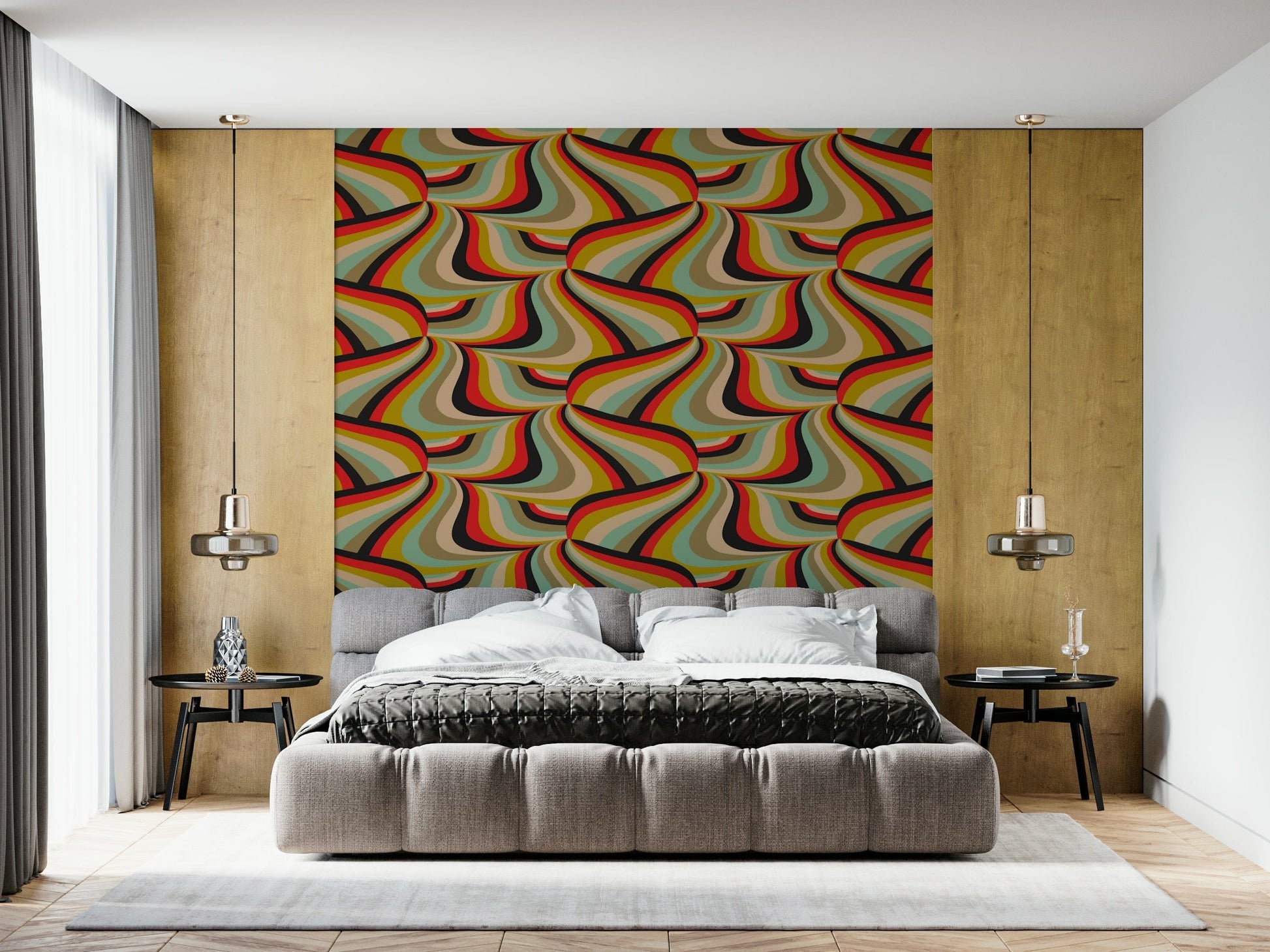 Marble Swirl Stripes Wall Mural – Decorative wallpaper blending vibrant marble textures and abstract stripe patterns.