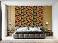 Marble Swirl Stripes Wall Mural – Decorative wallpaper blending vibrant marble textures and abstract stripe patterns.
