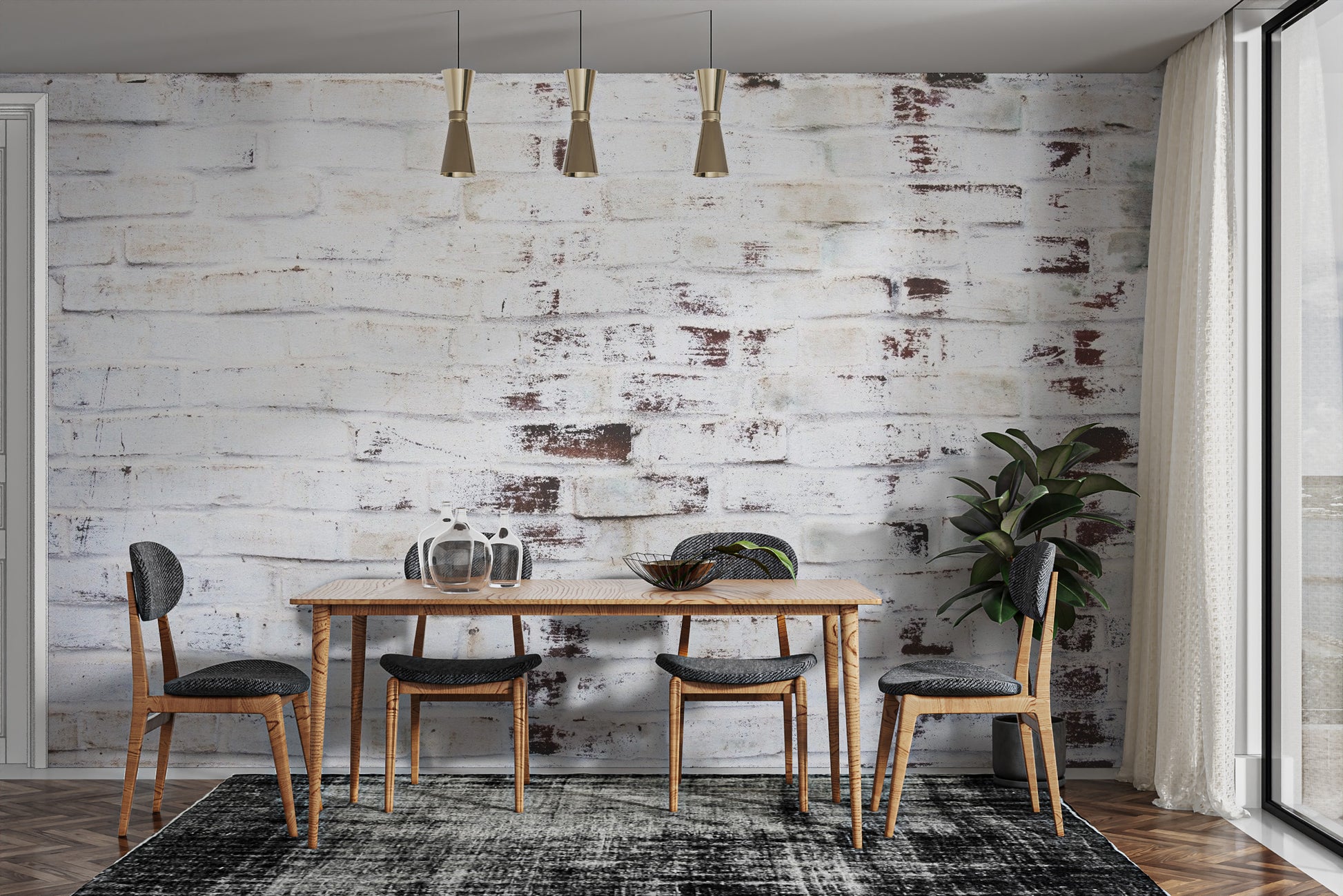 Industrial Grungy White Wash Brick Wallpaper Murals - Giffywalls