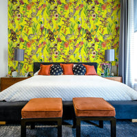 Warm-toned mural wallpaper in abstract style

