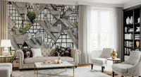 European timber frame wall mural with heritage styling