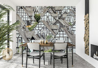Half-timbered haven wall mural suited for living room décor