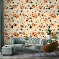 Pumpkin and spider Halloween Fun wallpaper

