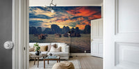 A high-quality serene ocean wall mural for walls.

