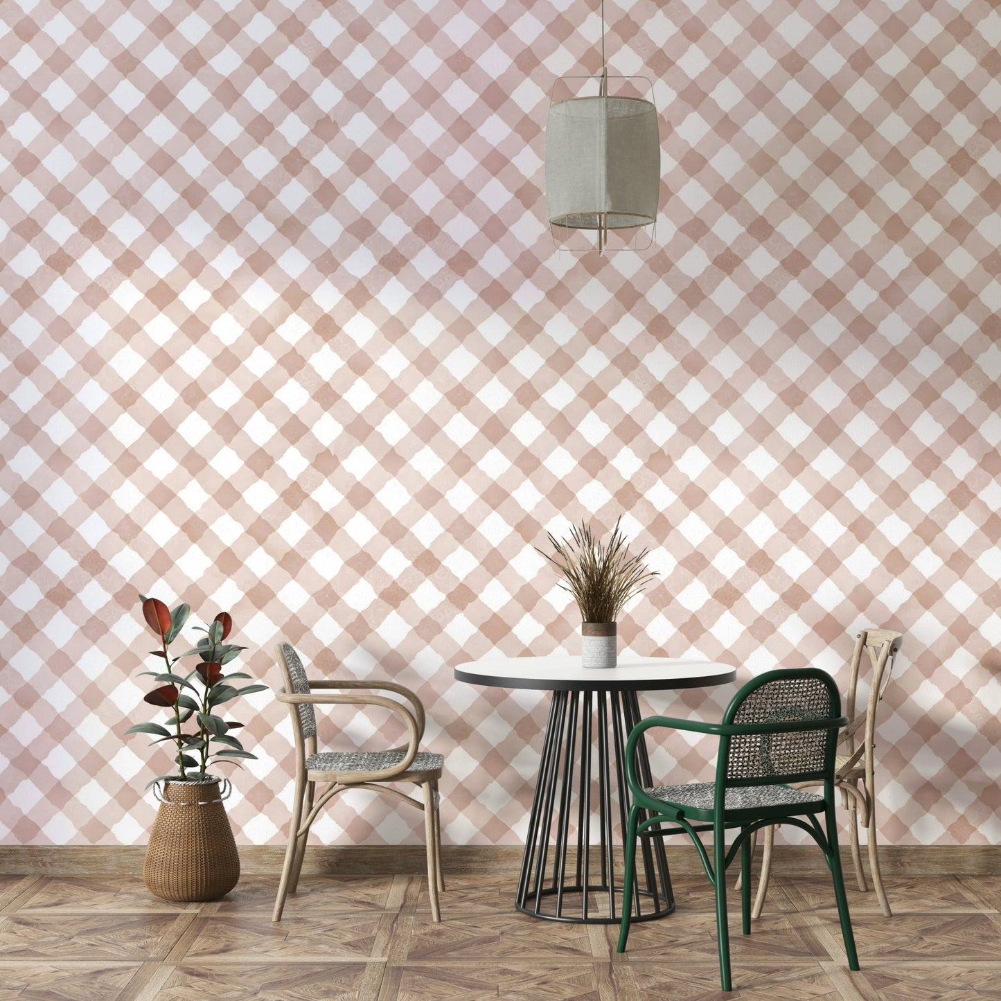 Light pink gingham design adding festive charm to your home


