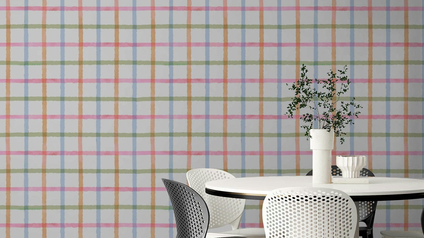 Cheerful and playful plaid design wallpaper.

