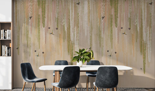 Hanging green Eden mural for tranquil interiors