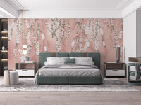 Delicate flower branch wallpaper in pink
