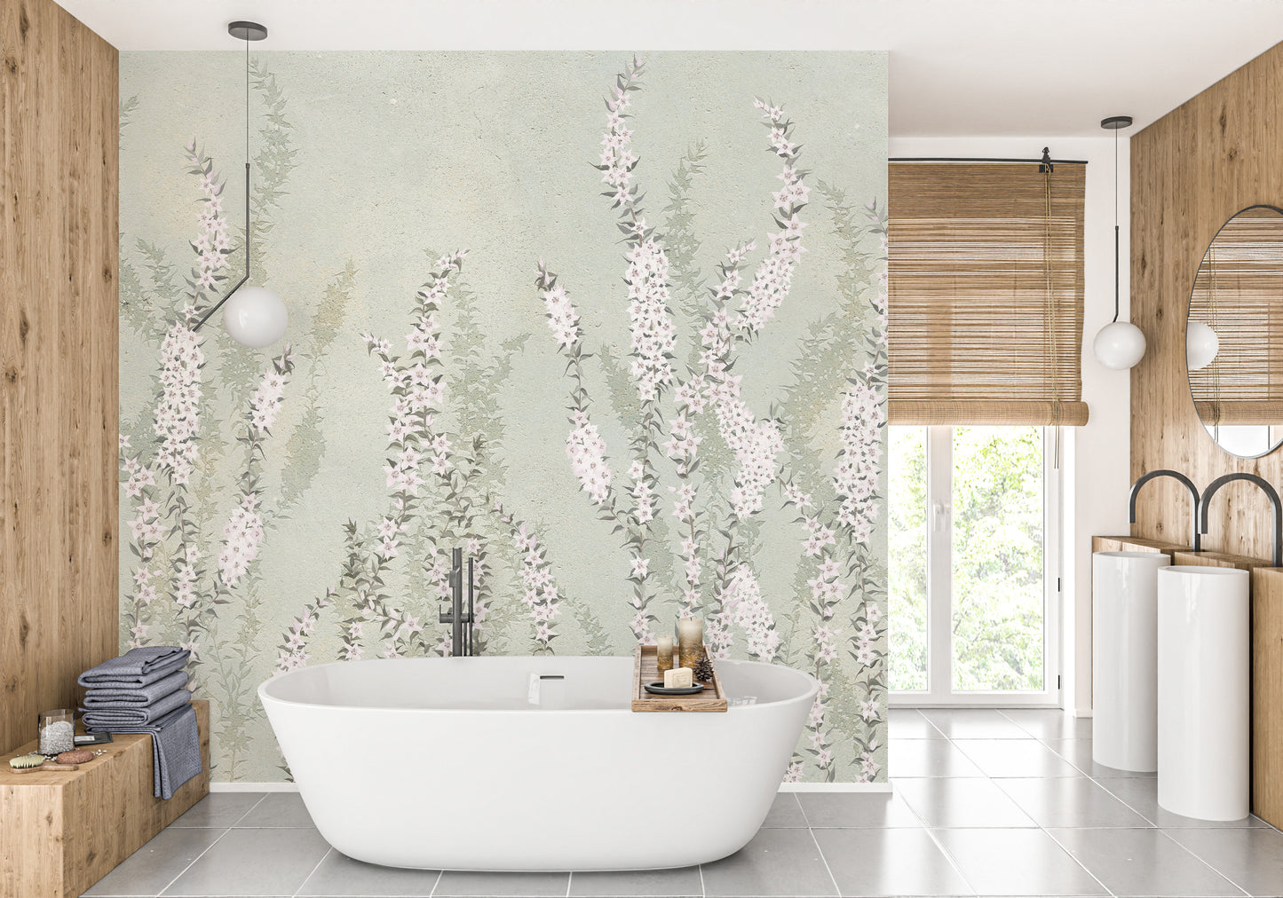 Hanging Flower on Green wallpaper murals - Giffywalls