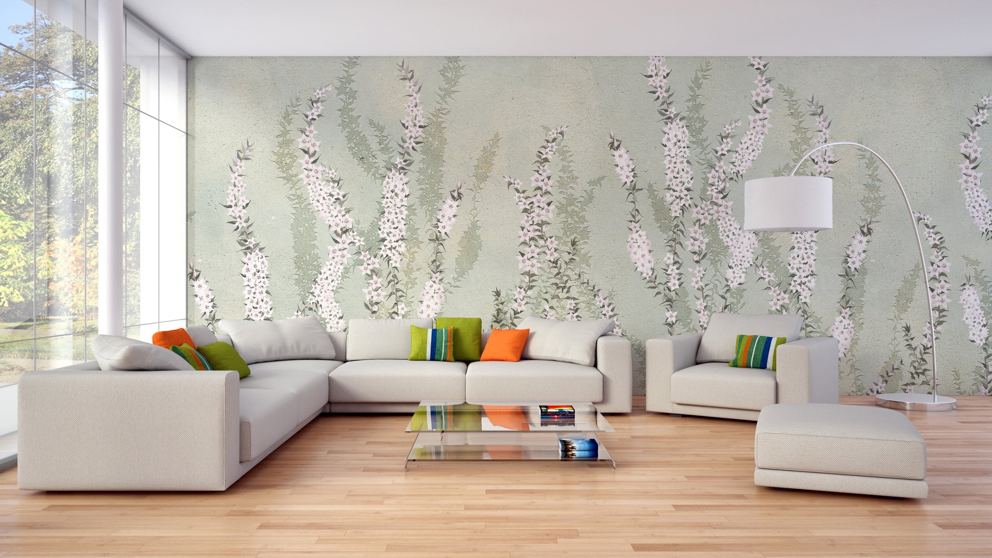 Hanging Flower on Green wallpaper murals - Giffywalls