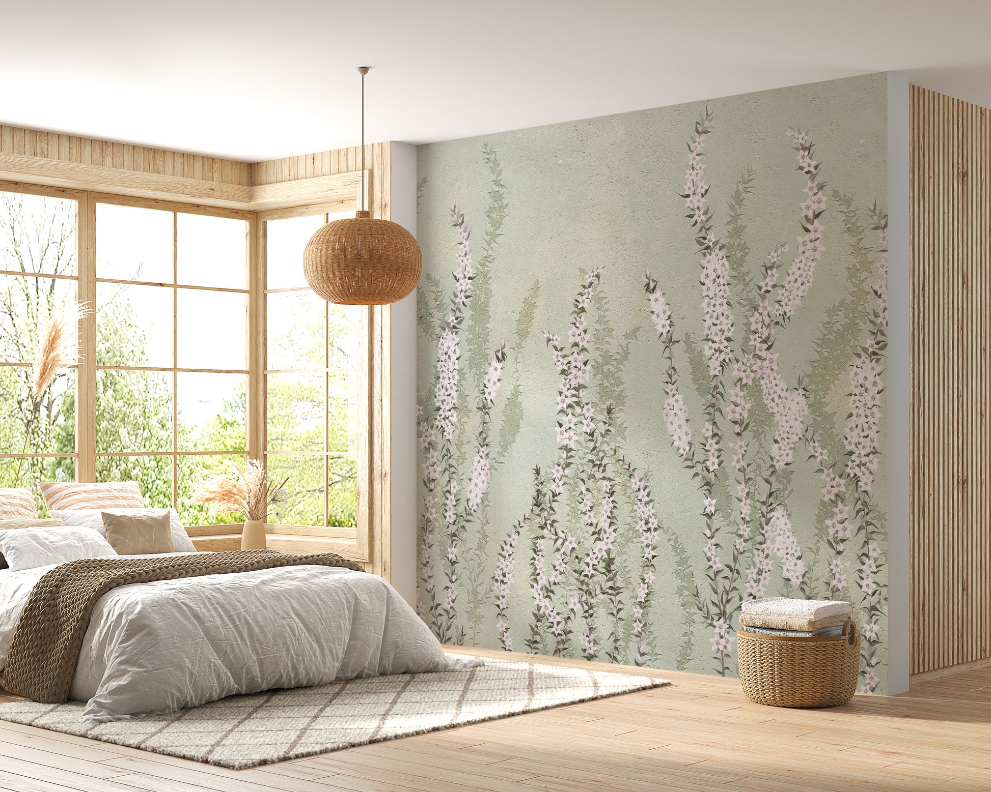 Lush greenery in stick-on wallpaper design