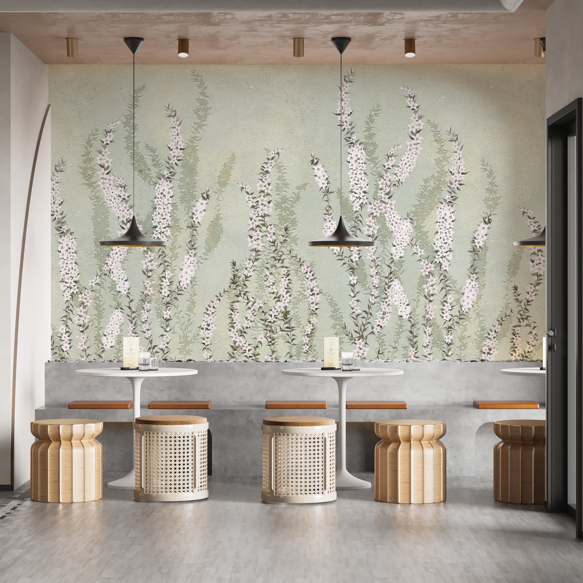 Bespoke flower mural for calm interiors