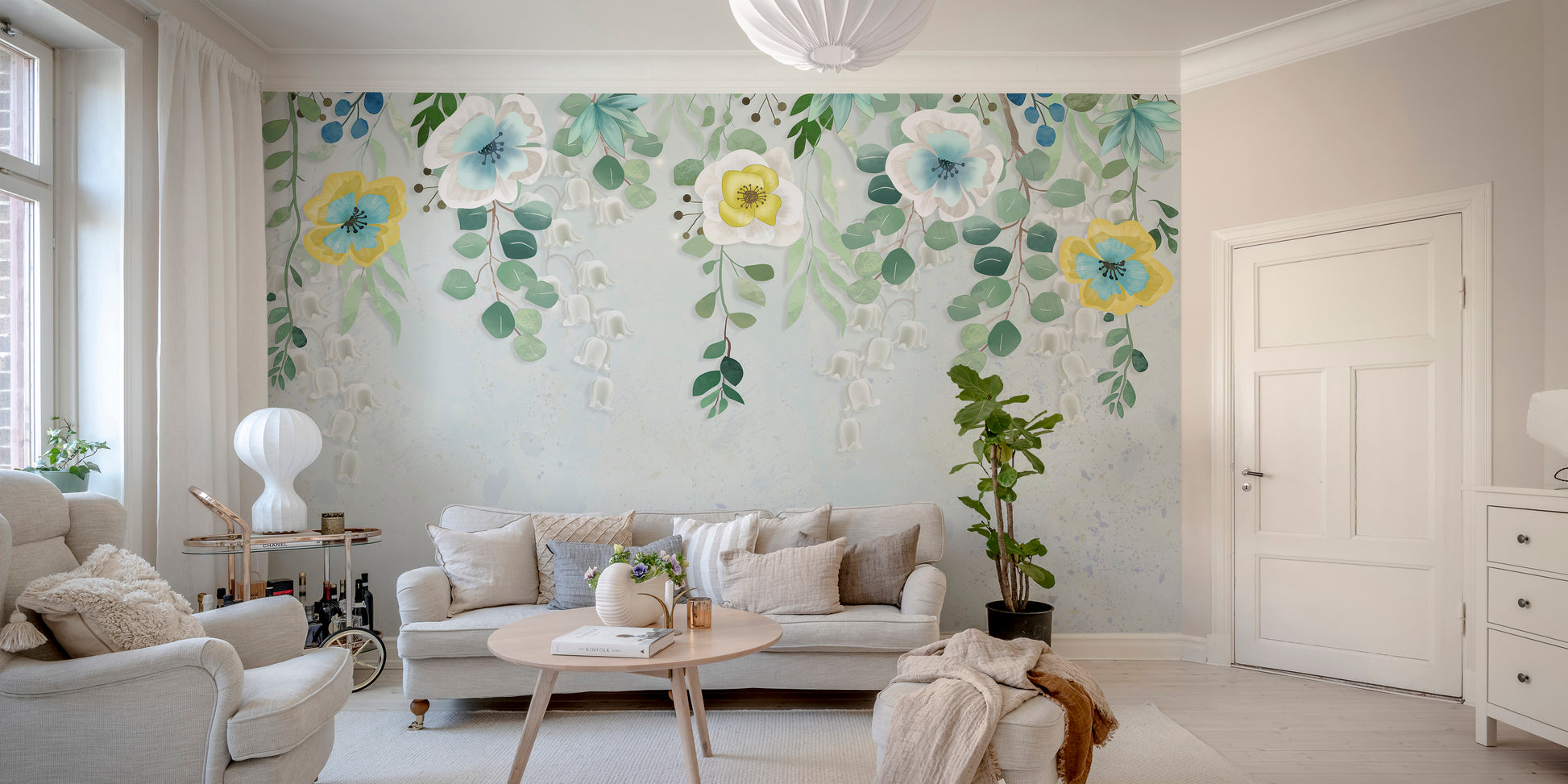 Floral mural wallpaper design
