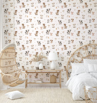 Storybook-style farm wallpaper for children’s spaces

