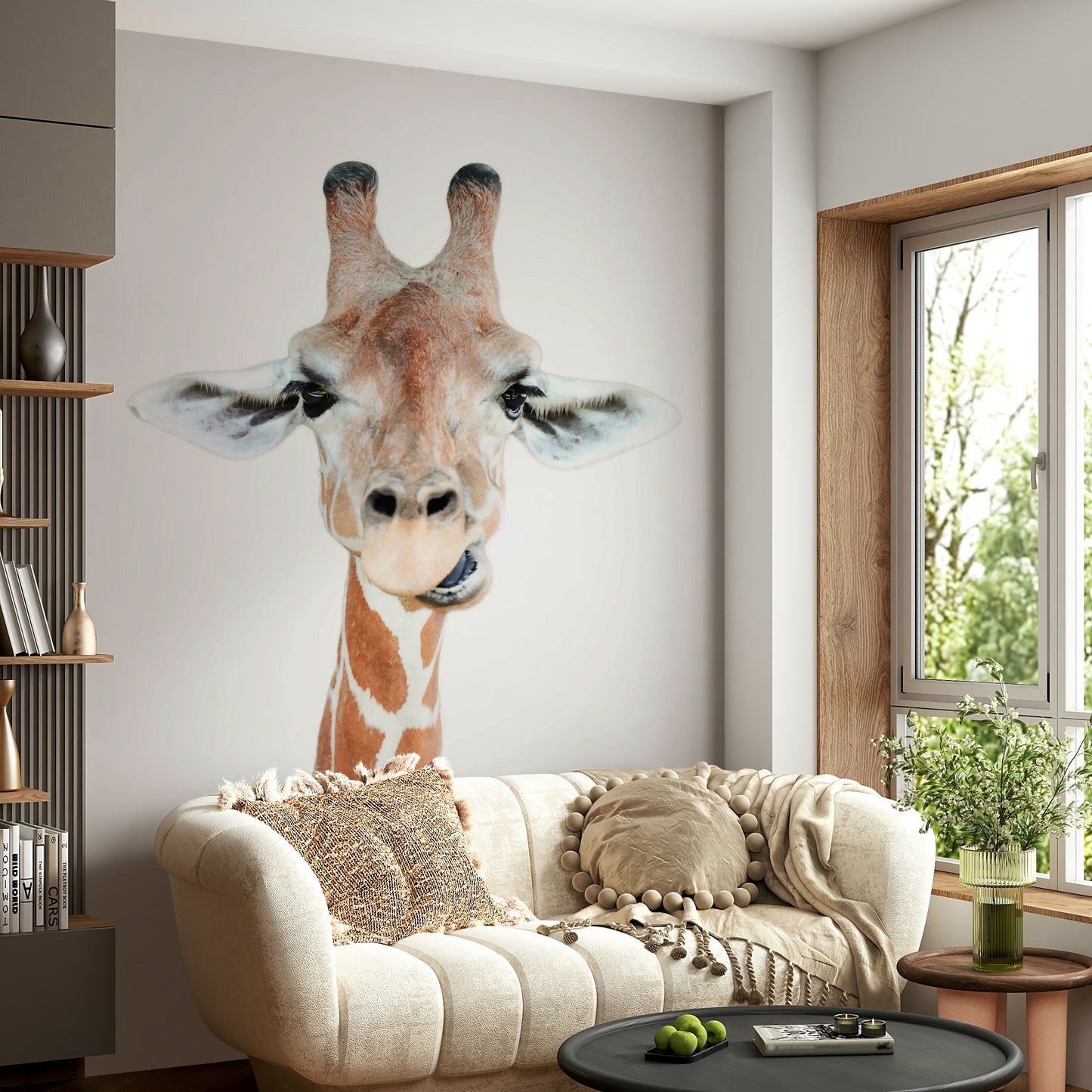 Cartoon giraffe design for kids’ bedroom decor

