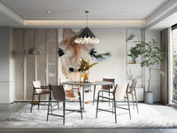 Smiling giraffe wallpaper in soft pastel tones

