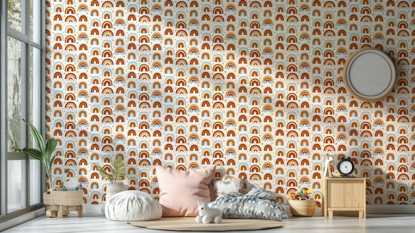Multicolor wallpaper with joyful rainbow pattern

