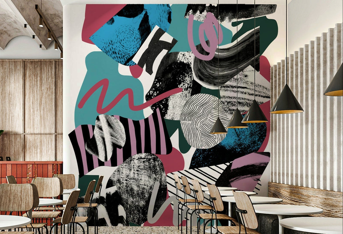 Lively and fun wall mural transforming your space into a celebration

