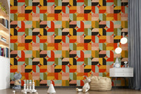Vintage inspired geometric wallpaper with warm hues