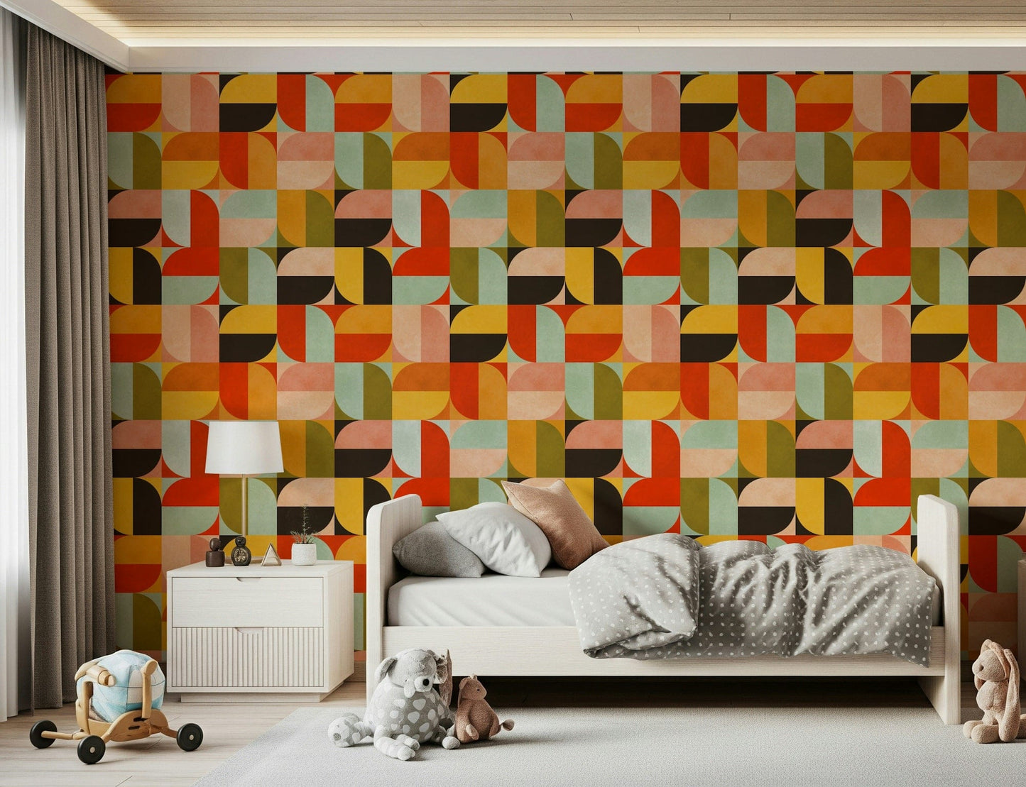 Statement circle grid wallpaper for feature wall