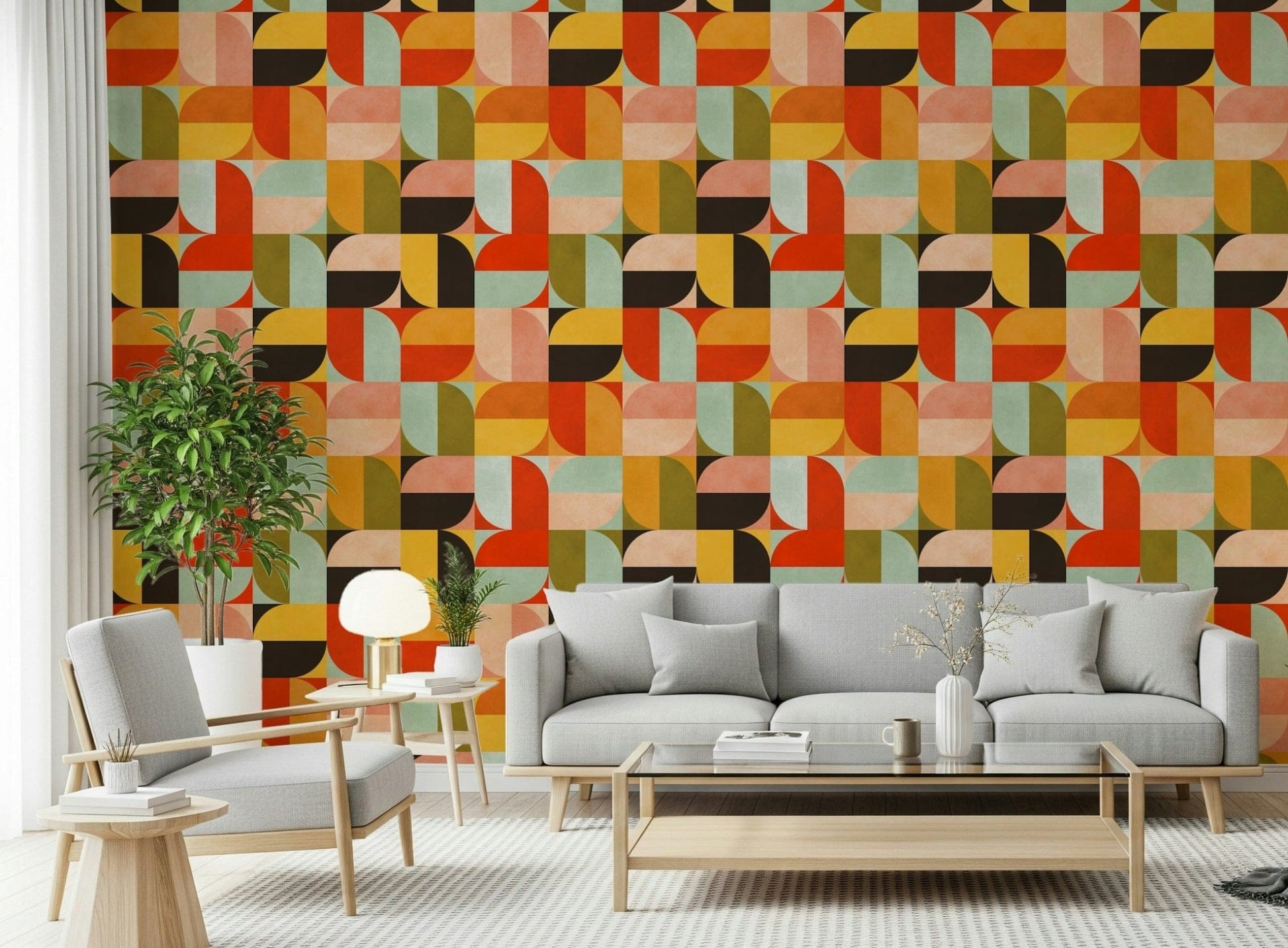 Abstract geometric wallpaper in earthy color palette