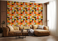 Bold circle pattern wallpaper with olive accents