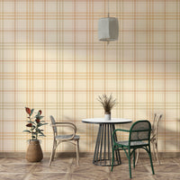 A beautiful retro plaid wall mural for a living room.


