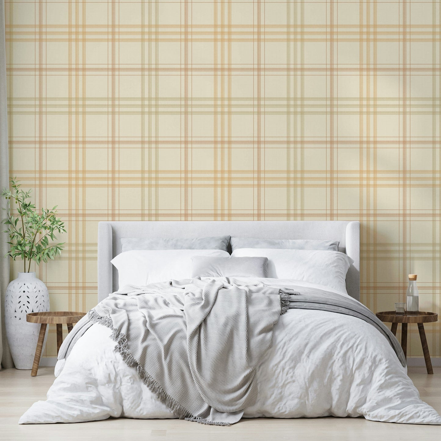 A beautiful harvest plaid wallpaper mural for a rustic home.

