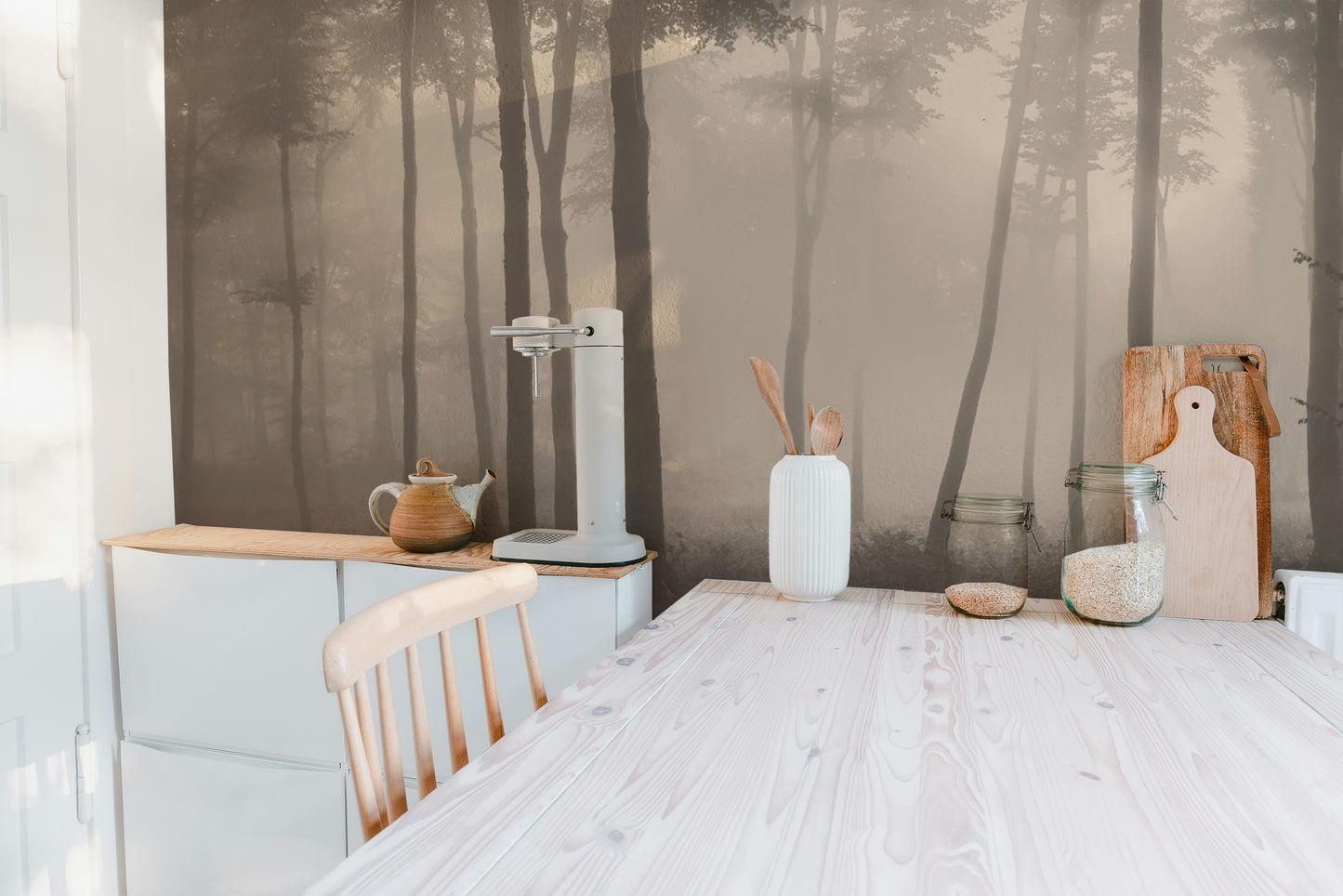 Spooky Haunted Halloween Foggy Forest Wallpaper Mural - Giffywalls