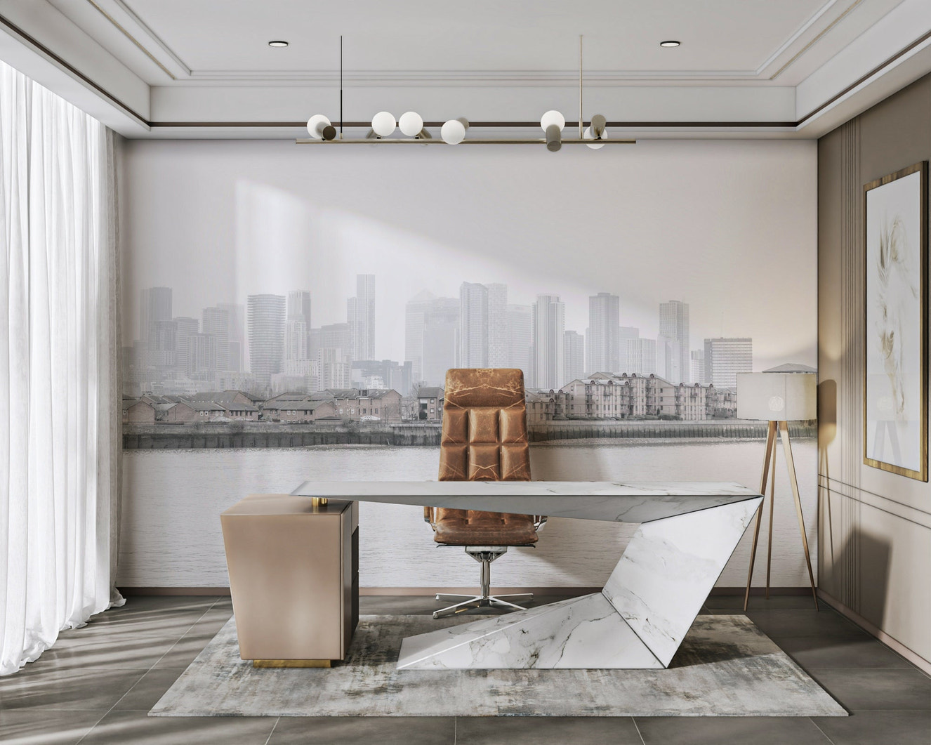 A captivating and atmospheric wall mural.
