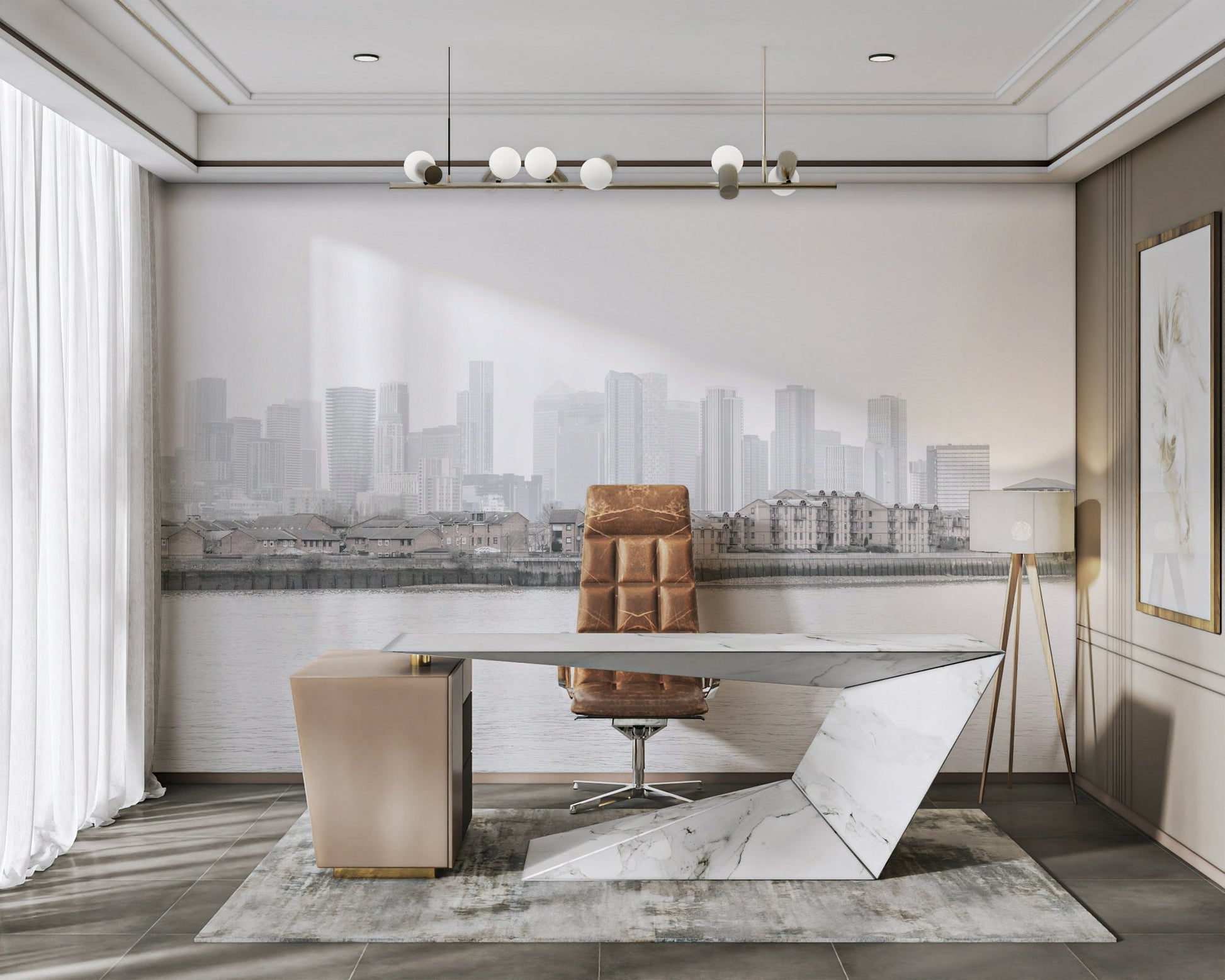 A captivating and atmospheric wall mural.
