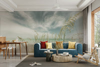 Heavenly Calmness on the Beach Vintage Wall Mural with soft waves.

