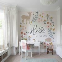 Charming woodland mural perfect for creating a cozy nursery.


