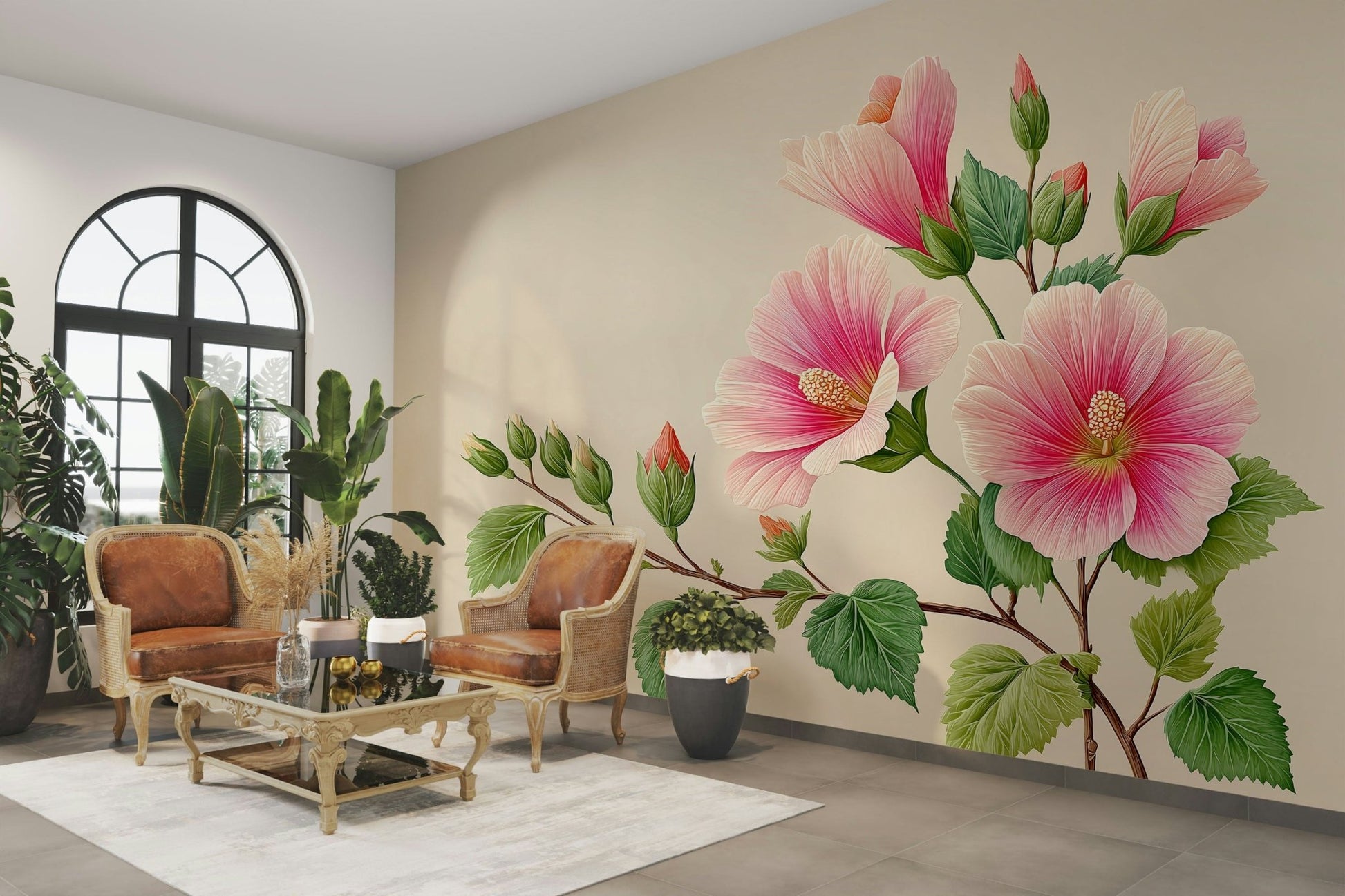 bold floral design mural

