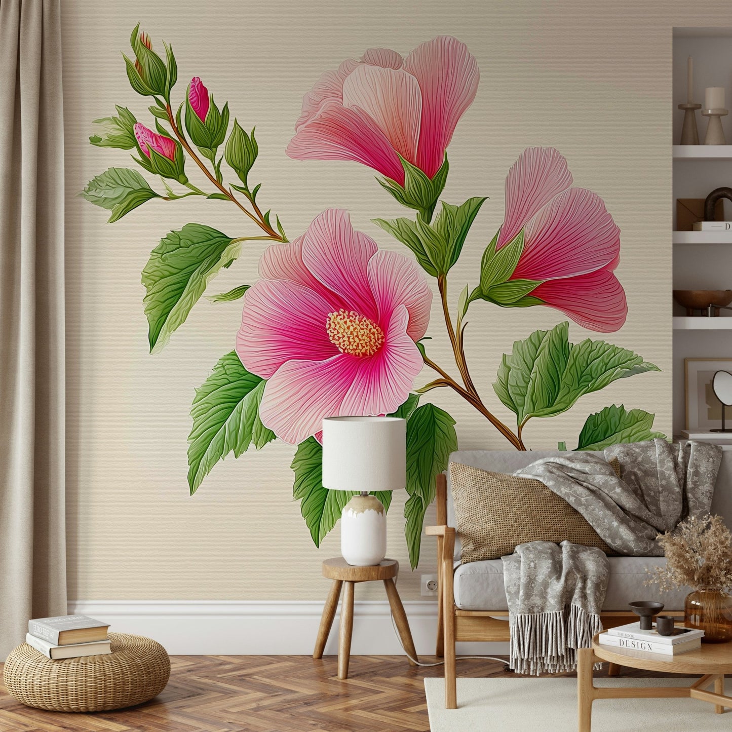 colorful botanical design mural

