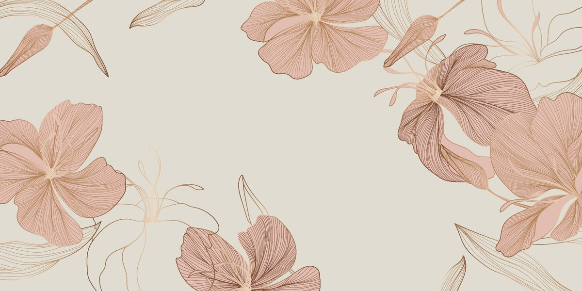Mural de tapet de piersică cu flori hibiscus in your room — zoomed