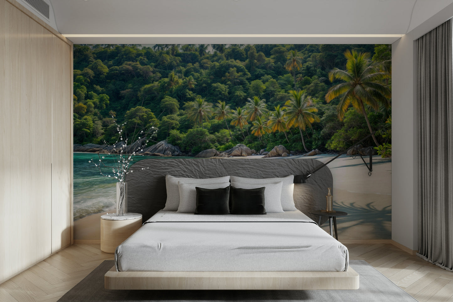 Vibrant tropical leaves wallpaper with calming jungle mood

