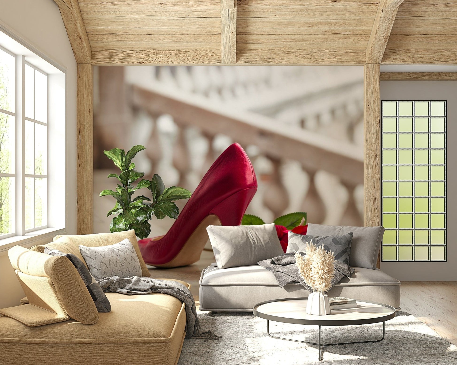 Chic High Heels and Rose, sophisticated stiletto wallpaper.